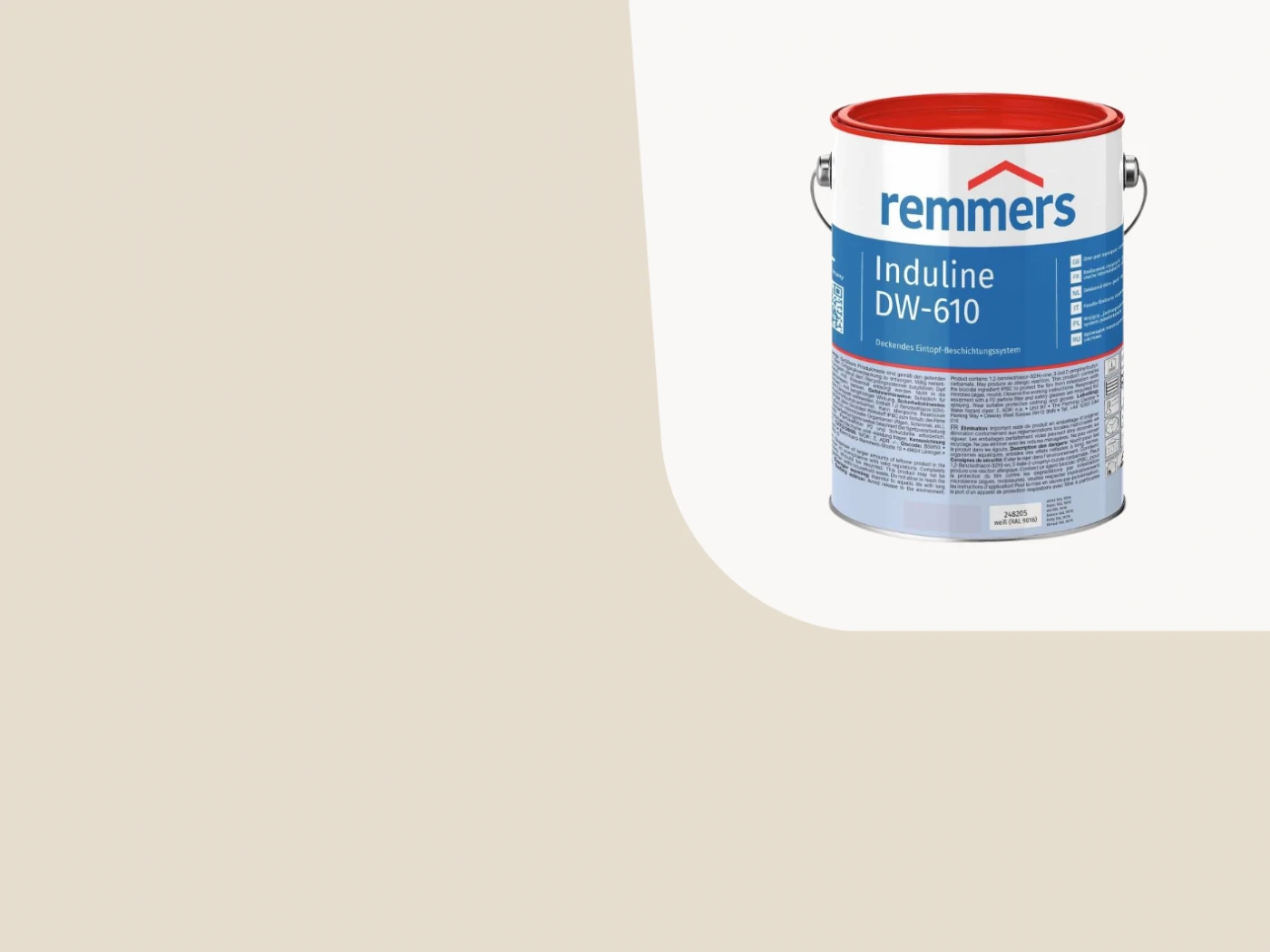 Induline DW-610 Dekkende Beits Ral 9001 Cremewit 5 Liter - Afbeelding 1